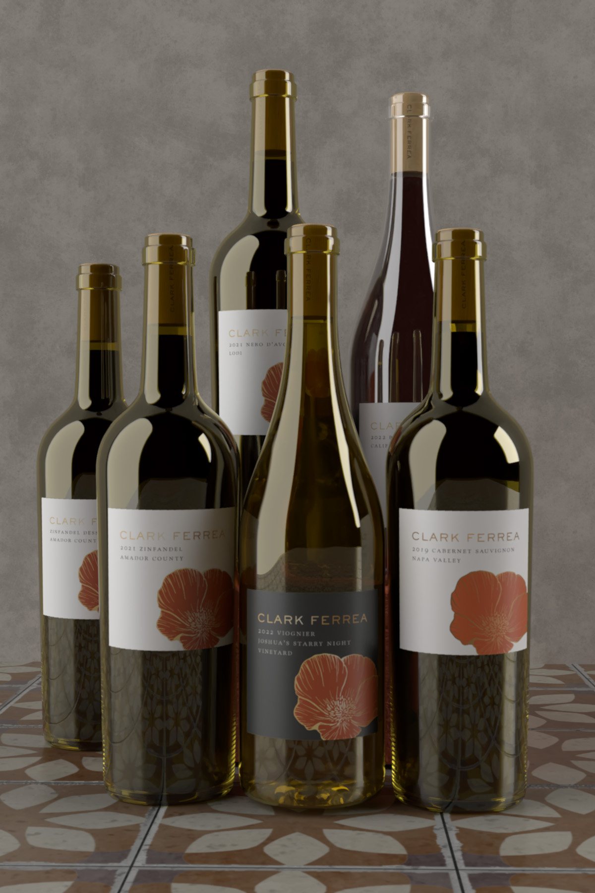 Example selection of Wine Club HAlf-Dozen, featuring six bottles of Clark Ferrea Wine