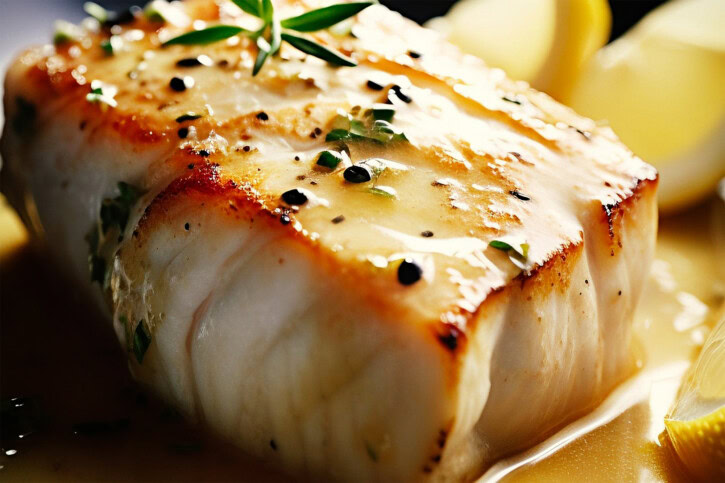 Broiled Halibut with Fava Beans and Herbed Butter