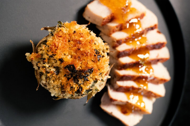 Cold Seared Pork Chops with Italian Artichokes